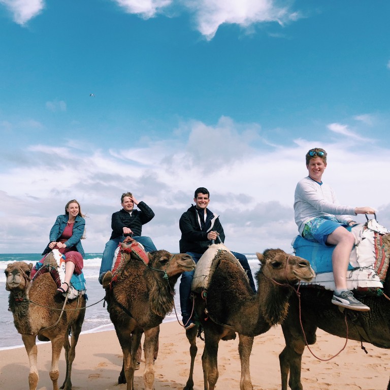 HIEP recipients in Africa - Natalie Pitts and friends riding camels