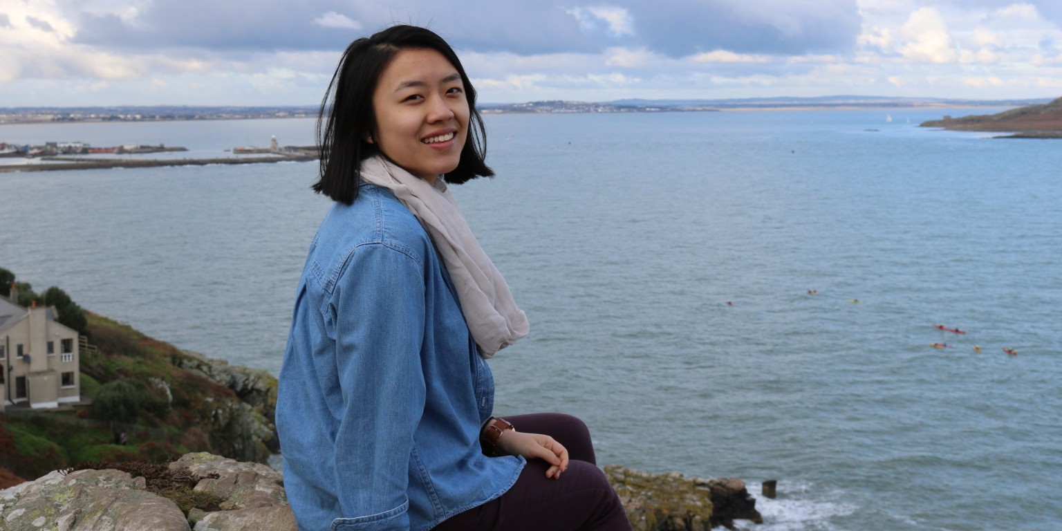 HIEP students in the UK - Nancy Zong poses on the coast in Howth Ireland after a hike.